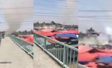 Remolino de polvo ataca tianguis de "El Salado", en Santa Martha Acatitla