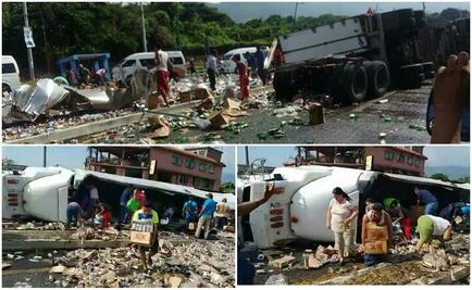 Saquean tráiler de cerveza accidentado en Chiapas