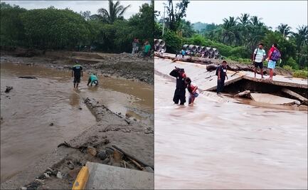 Fuertes lluvias dejan crecida de ríos y daños en puentes en Oaxaca