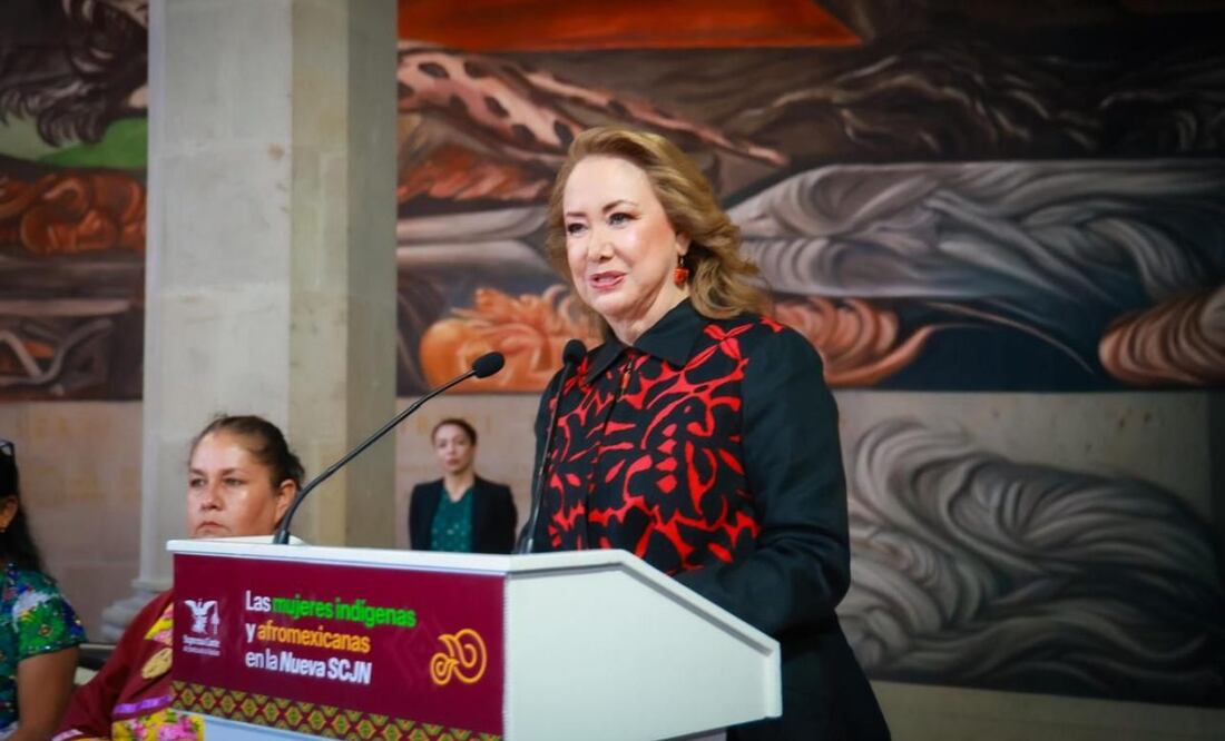 Yasmín Esquivel en el diálogo para conmemorar el Día Nacional e Internacional de las Mujeres Indígenas de la SCJN este miércoles 10 de septiembre de 2025. Foto: Especial
