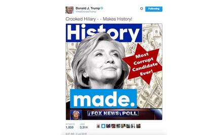 Acusan a Trump de antisemita por polémico tuit