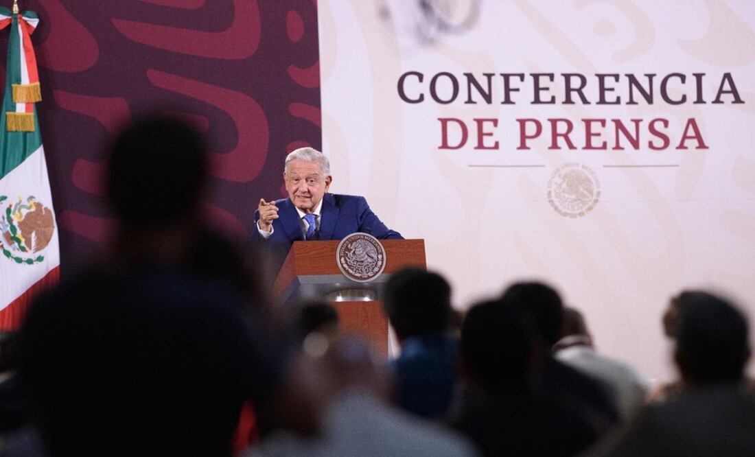La mañanera de AMLO, 13 de mayo en Palacio Nacional. Foto: Presidencia