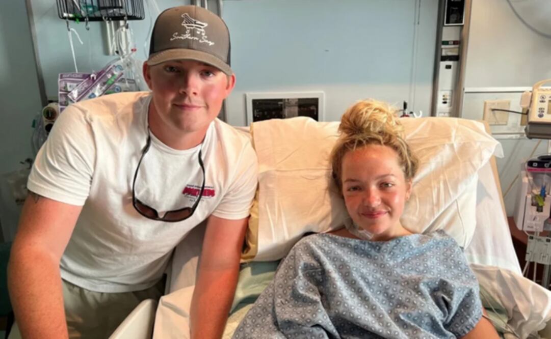 Addison Bethea, de 17 años de edad, con su hermano Rhett Willingham en Tallahassee Memorial HealthCare