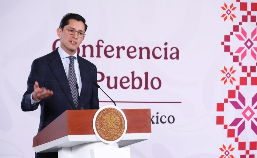 El canciller Roberto Velasco en la “Mañanera del Pueblo” del 19 de agosto de 2026 en Palacio Nacional. Foto: Karla Guerrero/ EL UNIVERSAL
