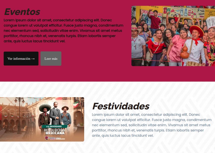 Texto de relleno en sitio web de Juchitán de Zaragoza. Foto: Captura de pantalla