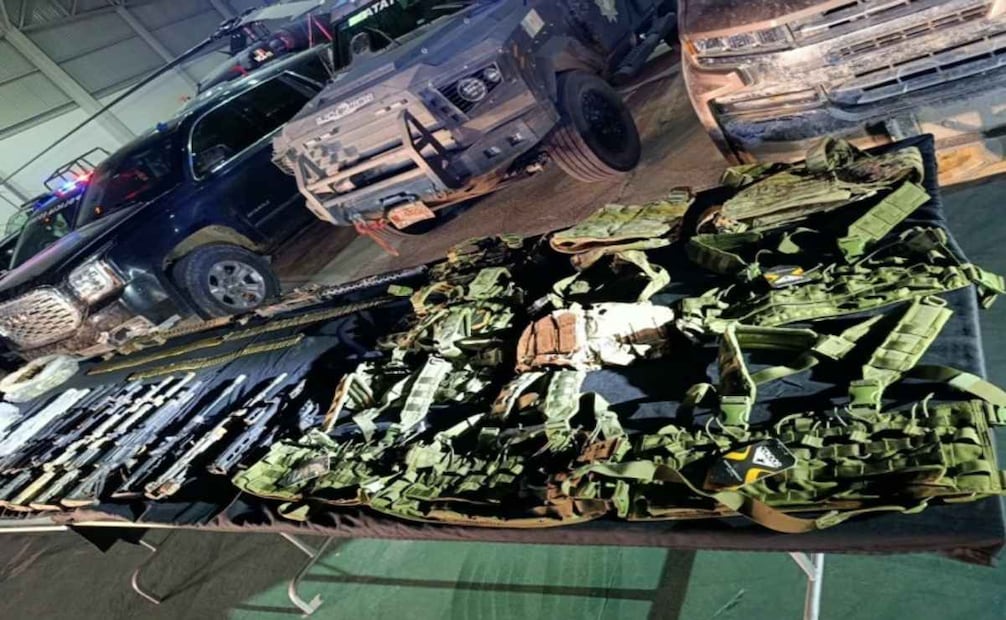 Aseguramiento de armas de fuego en el municipio de Dr. Coss, Nuevo León. Foto: Especial