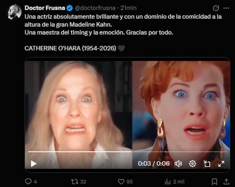 La estrella de Hollywood murió a los 71 años. Foto: Redes Sociales