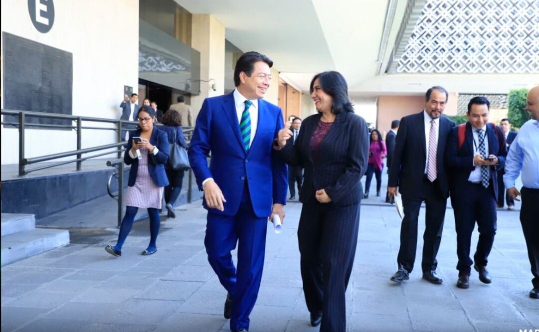 Mario Delgado e Irma Eréndira Sandoval en San Lázaro. Foto: Especial