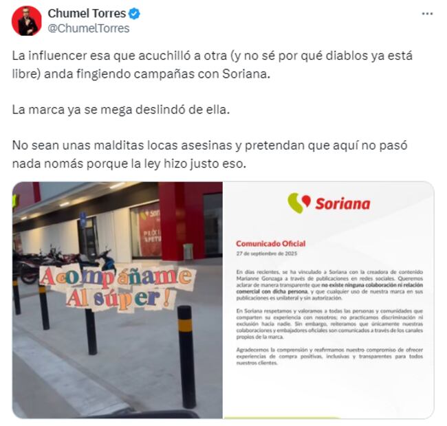 Publicación de Chumel Torres. Foto: X