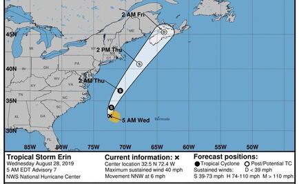 Se forma tormenta tropical “Erin” lejos de las costas de EU