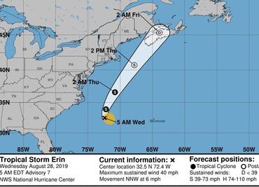 Se forma tormenta tropical “Erin” lejos de las costas de EU