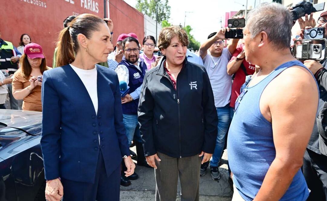 La presidenta Claudia Sheinbaum y la gobernadora Delfina Gómez en Nezahualcóyotl, Estado de México, este martes 30 de septiembre de 2025. Foto: Especial