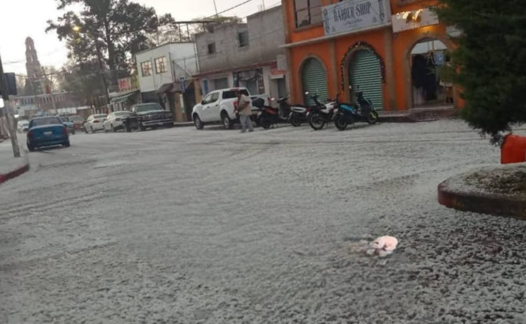 Intensa lluvia y granizo sorprenden a Teotihuacan, Edomex (18/01/2026). Foto: Especial