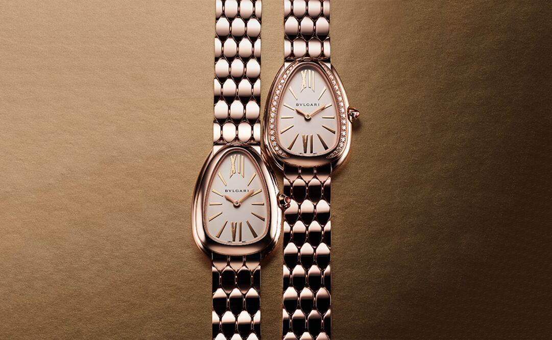 Serpenti Seduttori01. Mecanismo de cuarzo de alta precisión Bulgari montado en una caja oro rosa.