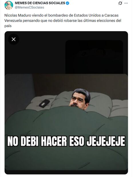 Memes de la captura de Nicolás Maduro. Foto: X