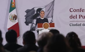 Presidenta Claudia Sheinbaum durante “La Mañanera del Pueblo” desde Palacio Nacional este 27 de agosto del 2026. Foto: Gabriel Pano / EL UNIVERSAL