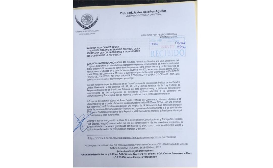 La denuncia fue interpuesta ante el Órgano Interno de Control de la SCT. /Especial