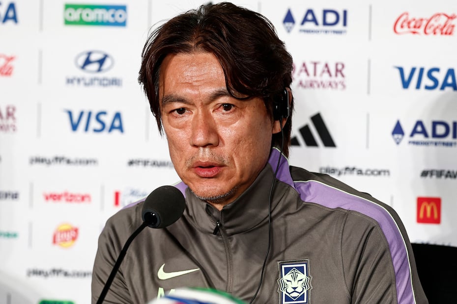 Hong Myung-bo, entrenador de la selección de Corea del Sur, durante el Mundial de 2026 - Foto: AFP