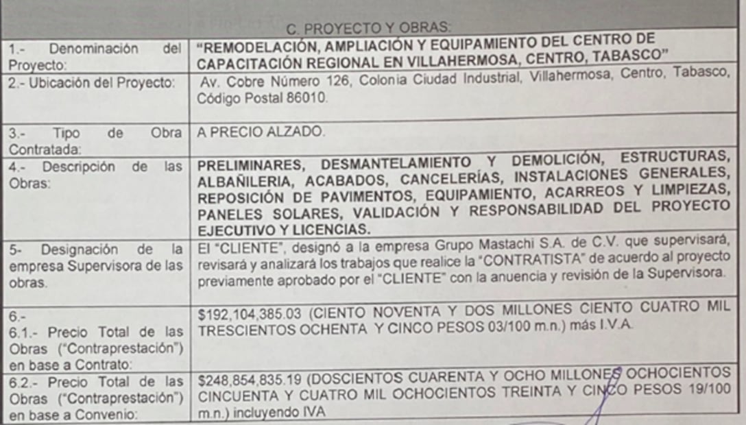 Imágenes de un contrato entre el sindicato de Pemex y Estrategia Estructural para remodelar un centro de capacitación en Tabasco.