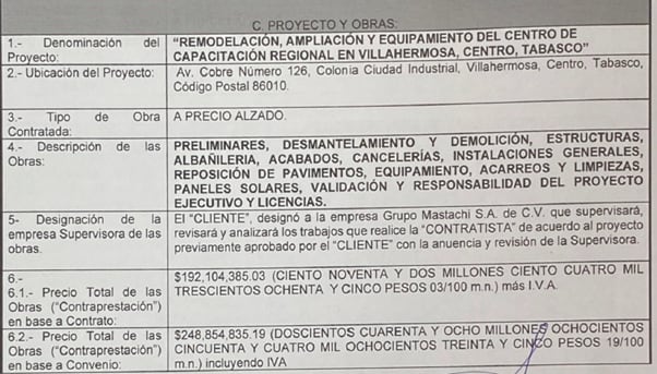 Imágenes de un contrato entre el sindicato de Pemex y Estrategia Estructural para remodelar un centro de capacitación en Tabasco.