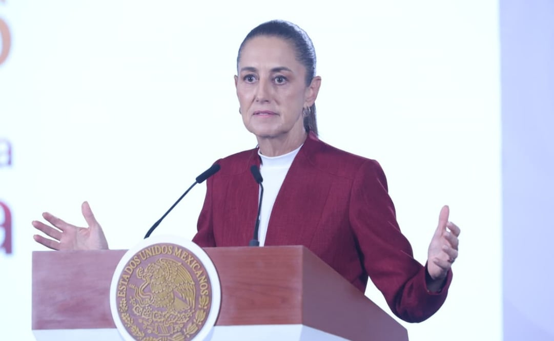La presidenta Claudia Sheinbaum en la “Mañanera del Pueblo” del 4 de agosto de 2026 en Palacio Nacional. Foto: Luis Camacho/ EL UNIVERSAL