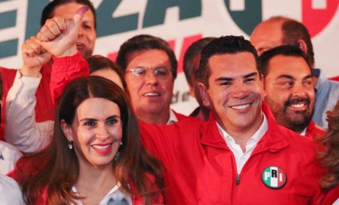 Alejandro Moreno Cárdenas y Carolina Viggiano, virtual presidente y secretaria general del PRI / Tomada de Twitter @caroviggiano