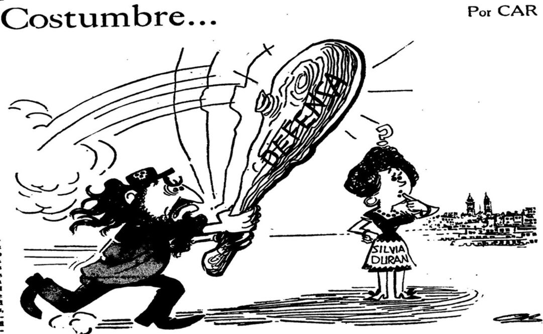 La joven Silvia Durán y Fidel Castro en un cartón publicado en las planas editoriales de El Gran Diario de México el 30 de noviembre de 1963.
