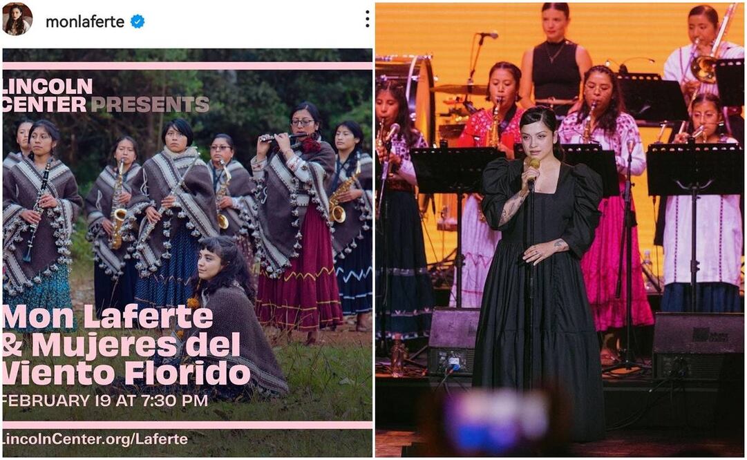 Mon Laferte y la Banda femenil regional "Mujeres del Viento Florido". Foto: Instagram