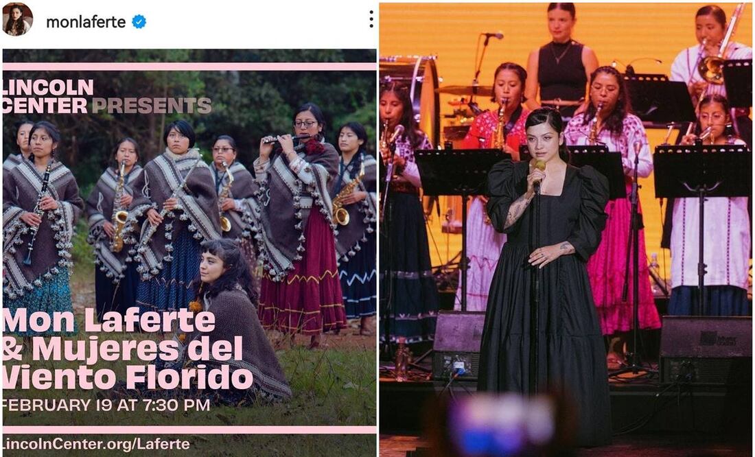 Mon Laferte y la Banda femenil regional "Mujeres del Viento Florido". Foto: Instagram