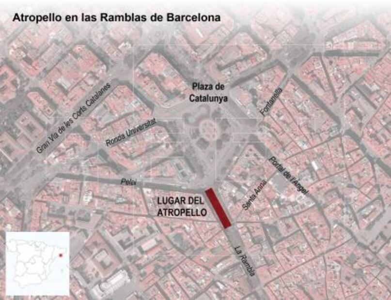 Al menos dos muertos y veinte heridos en el atropello masivo de Barcelona