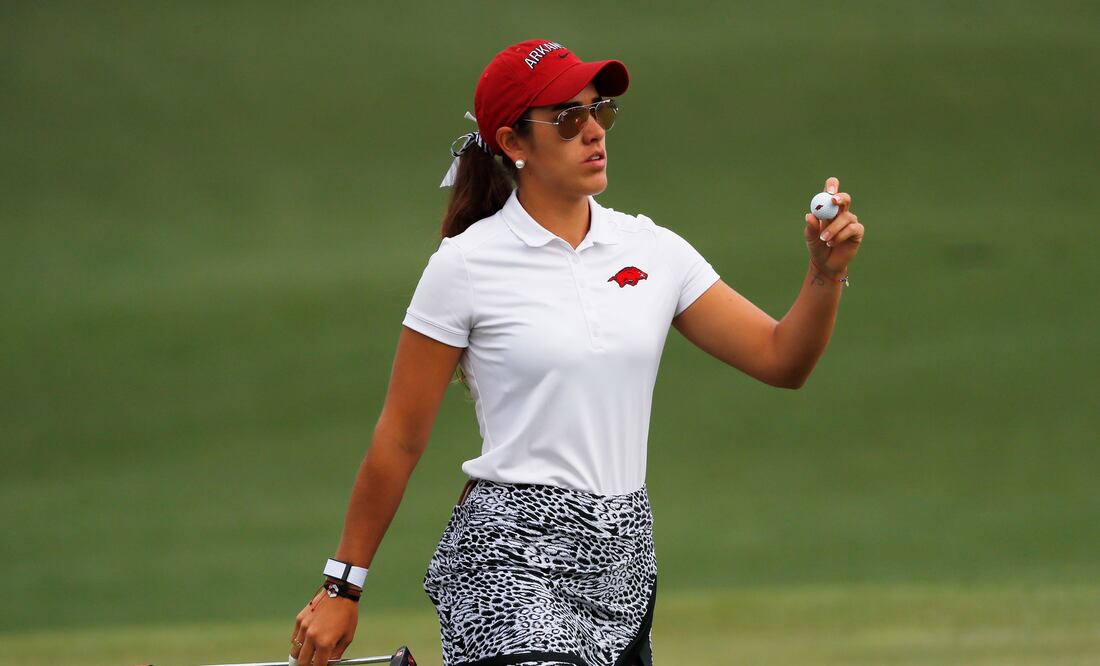 Maria Fassi durante el Augusta National Women's Amateur. Foto: AFP