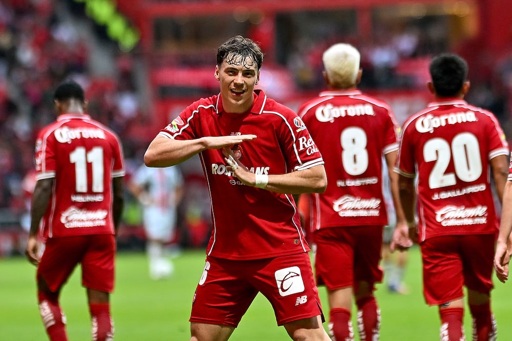 Federico Viñas en festejo de gol con Toluca, durante la fase regular del torneo Apertura 2026 ante Atlas - Foto: Imago7