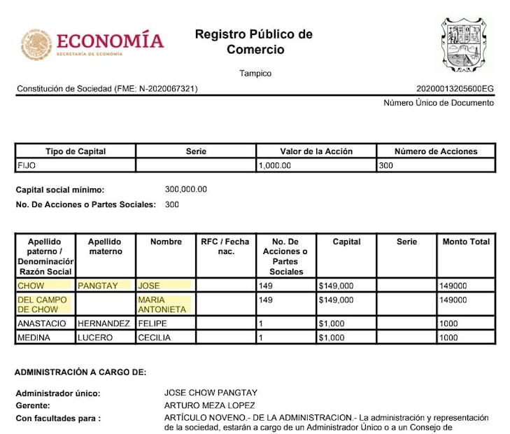 Acta de Constitución de Sociedad de CAMSA. Foto: Captura de pantalla. 