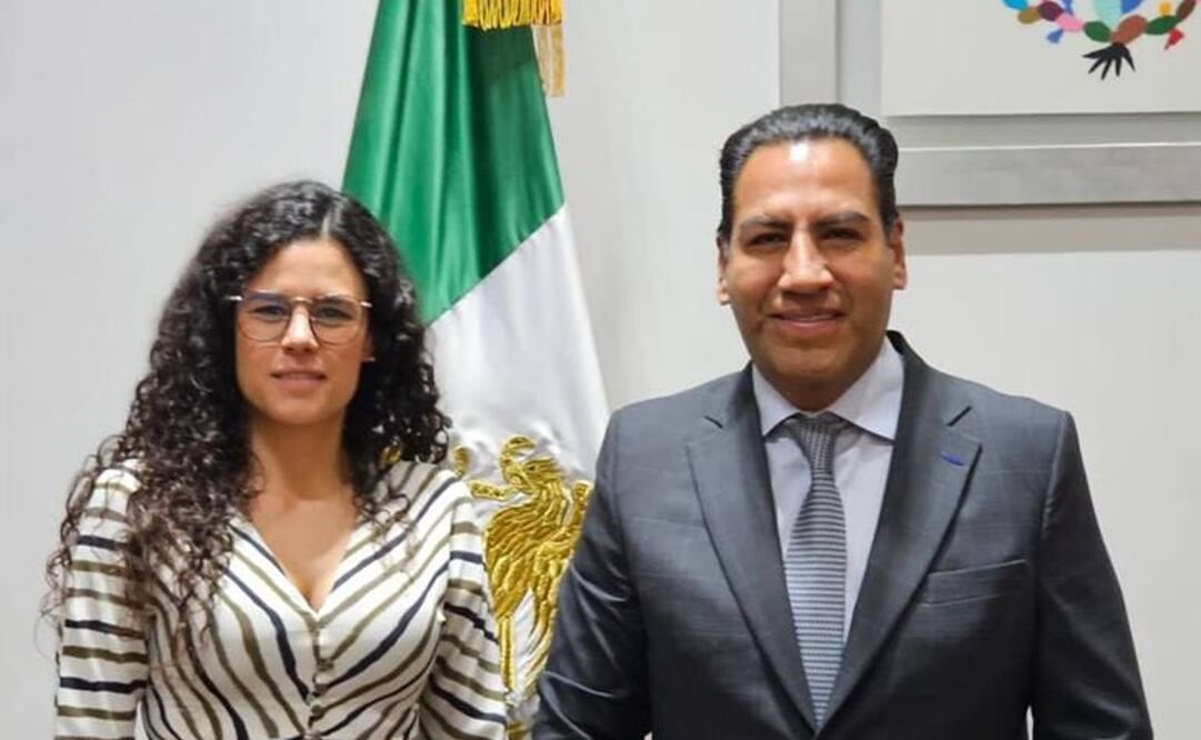 La titular de Segob, Luisa María Alcalde y el líder de la Jucopo en el Senado, Eduardo Ramírez / Foto: Twitter