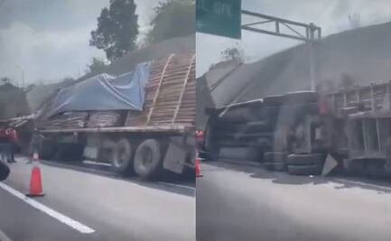 VIDEO: Tráiler se vuelca en Circuito Exterior Mexiquense; no se reportan heridos de gravedad
