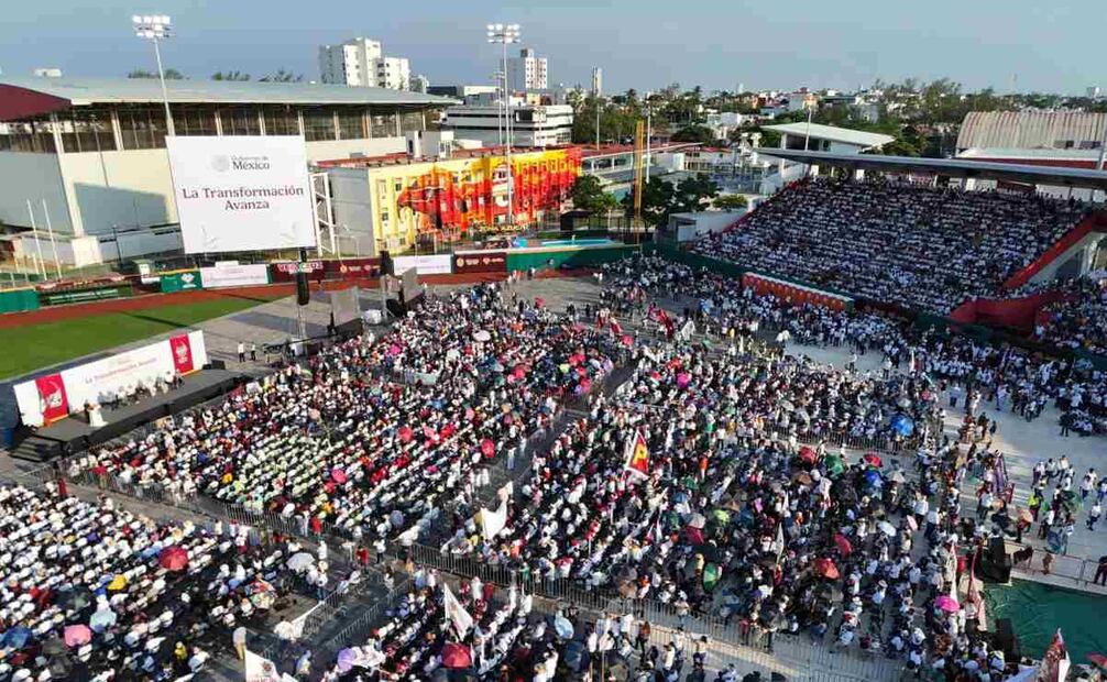 La presidenta Claudia Sheinbaum durante gira de su Primer Informe de Gobierno en Veracruz, este domingo 7 de septiembre de 2025. Foto: Especial