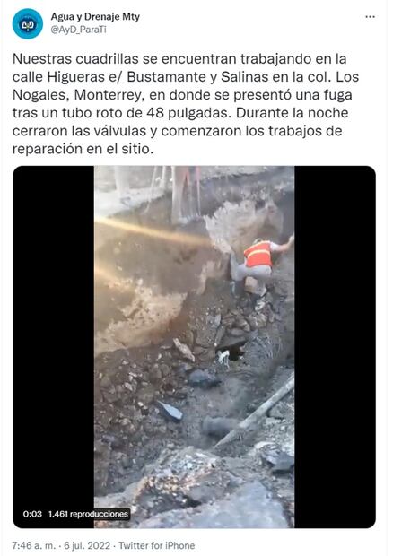 En plena crisis por falta de agua reportan megafuga en Monterrey