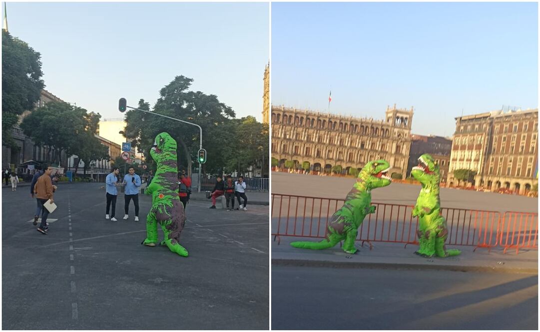 Llegan botargas de dinosaurios a Palacio Nacional. Foto: Especial