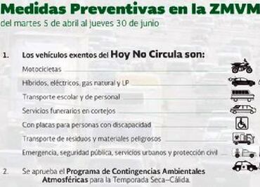 Entérate. Los vehículos exentos del Hoy No Circula