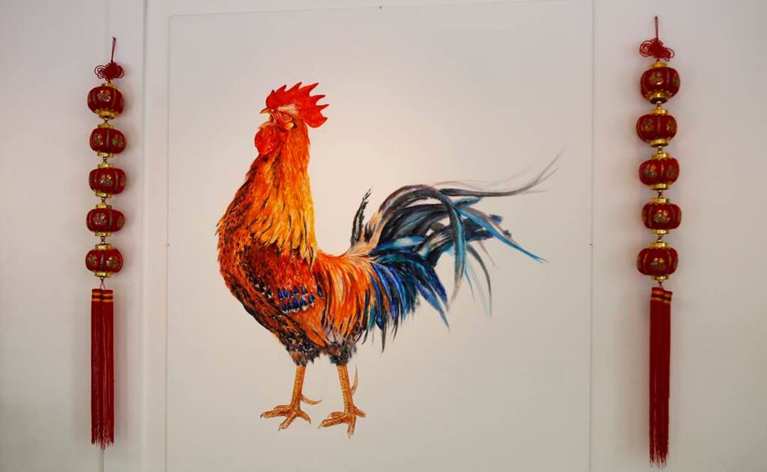 El gallo, animal de este año, "es valeroso, constante, trabajador y la naturaleza lo dotó de la corona, es el rey del gallinero, por su cresta". FOTO: Sonsoles Caro/EFE.