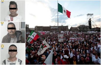 Caen tres ladrones de celulares en mitin del Zócalo convocado por AMLO