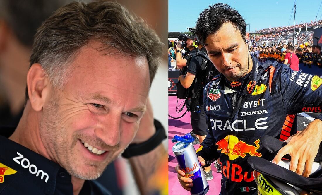 Christian Horner y Checo Pérez durante el Gran Premio de Hungría - Foto: Especial