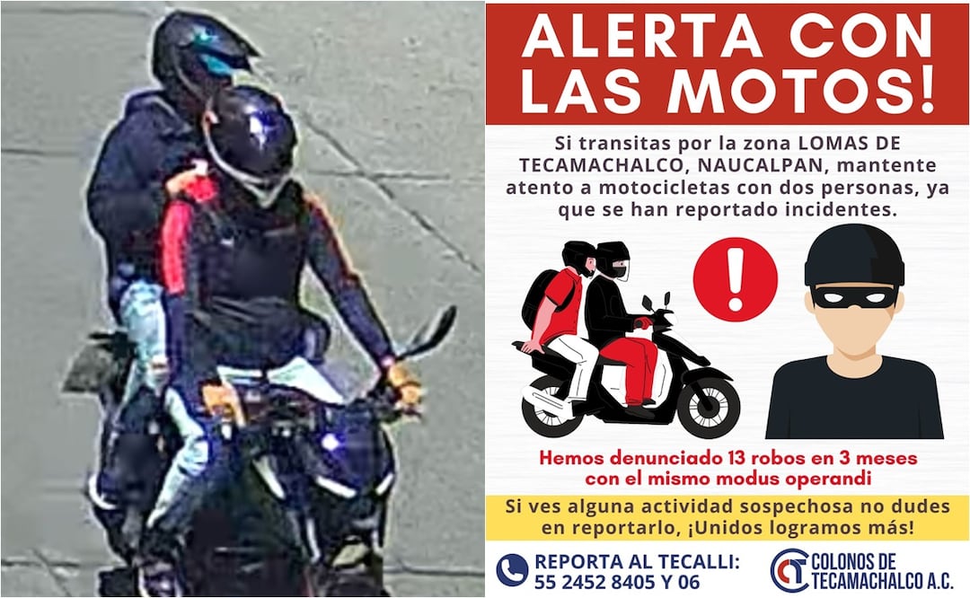 ¡Alerta con las motos! Colonos de Tecamachalco alertan por robos cometidos por ladrones en motocicletas. Foto: Especial