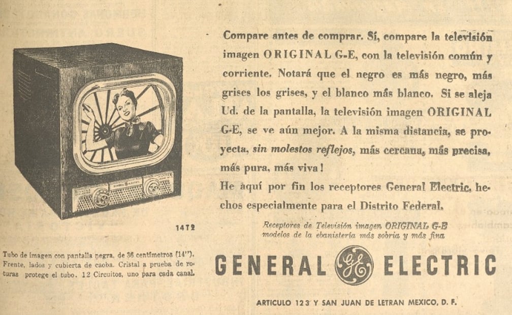 Así se promocionaba la llegada de la televisión a México en 1950. 
Foto: Hemeroteca EL UNIVERSAL.