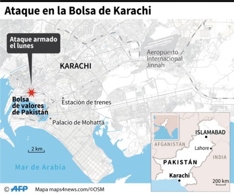 Ataque a la Bolsa de Karachi, símbolo económico de Pakistán, deja 7 muertos