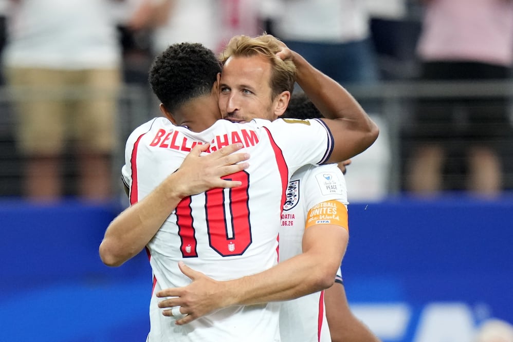 Harry Kane y Jude Bellingham en festejo de gol con la selección de Inglaterra, durante la Fase de Grupos del Mundial de 2026 - Foto: EFE