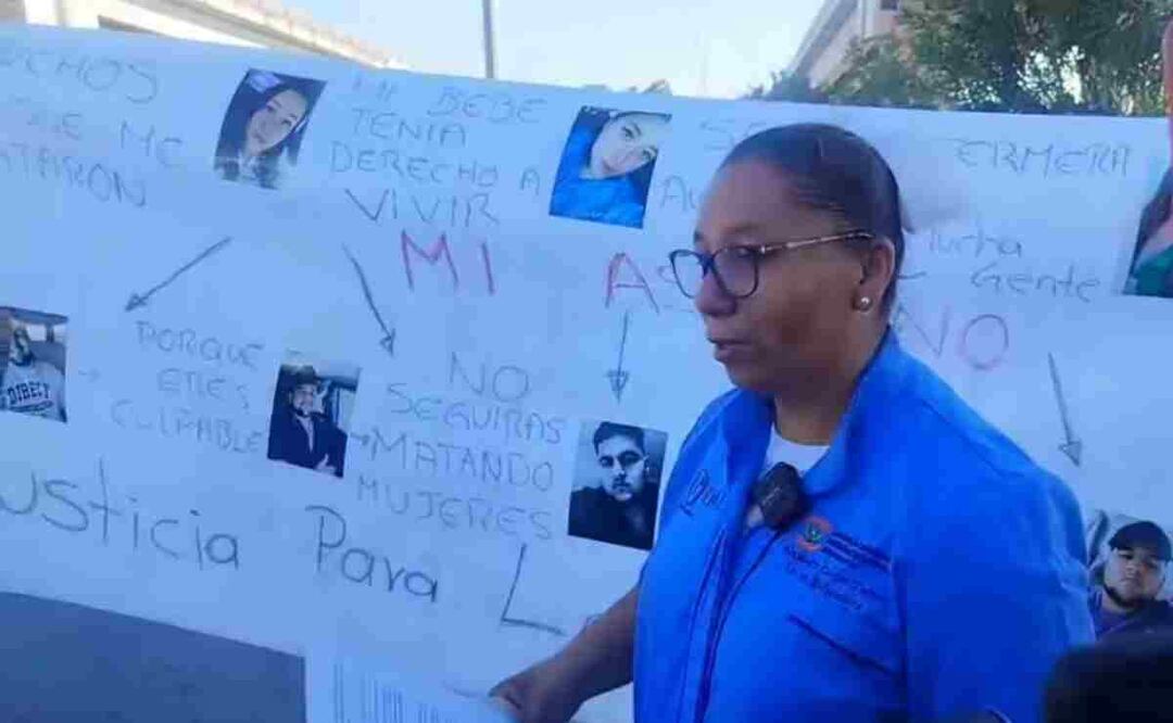 Mayra Nelly Torres Portales cerró la entrada el Puente Internacional Ignacio Zaragoza “Los Tomates” en Matamoros, Tamaulipas, por el feminicidio de su hija. Foto: Especial