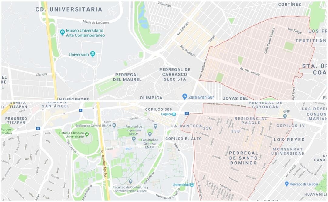 Ambos inmuebles se encuentran en cercanos a las instalaciones universitarias. (Foto: Tomada de Google Maps)