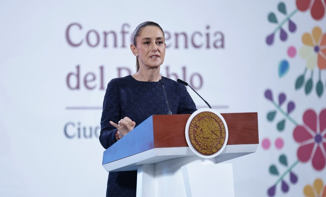 La presidenta Claudia Sheinbaum durante la mañanera del 18 de julio de 2025. Foto: Fernanda Rojas/EL UNIVERSAL