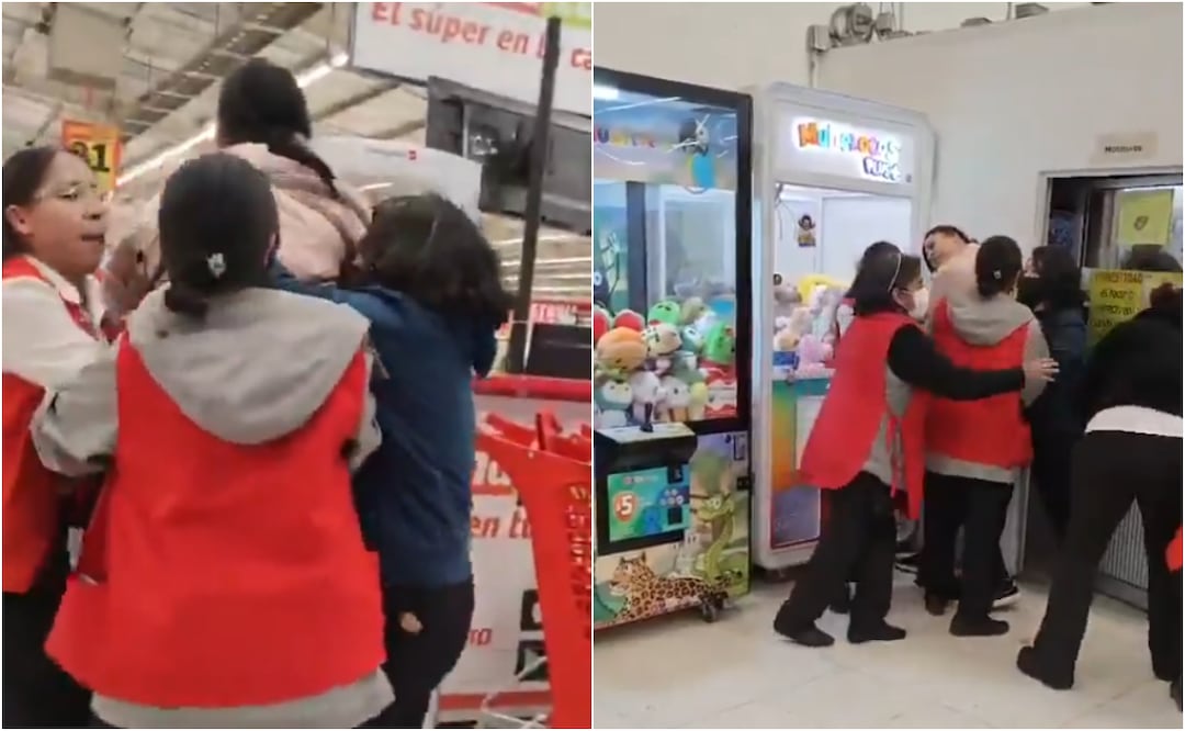 En el video se ve a la mujer ser retenida por un grupo de empleadas de la tienda. Foto: X